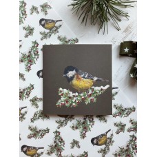 Mydesignpictures Ziemassvētkiem atverama kartīte 13*13 cm Tit bird on dark green